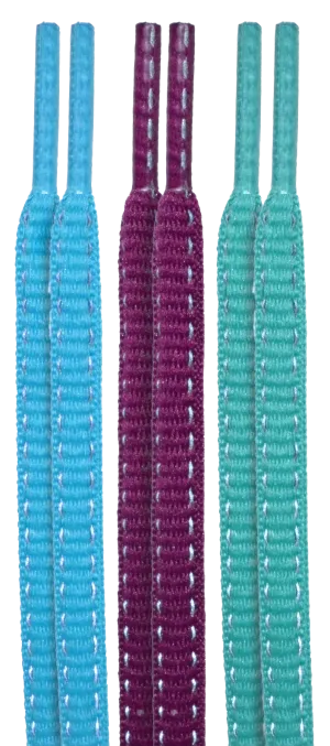 10 Seconds ® Reflexall ® Athletic Oval Laces | Teal/Fuchsia/Electric Green Reflective Multi-Pack