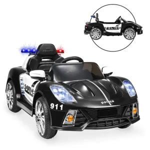 12V Kids Police Sports Car Ride-On w/ AUX Port, Parent Control, Sounds