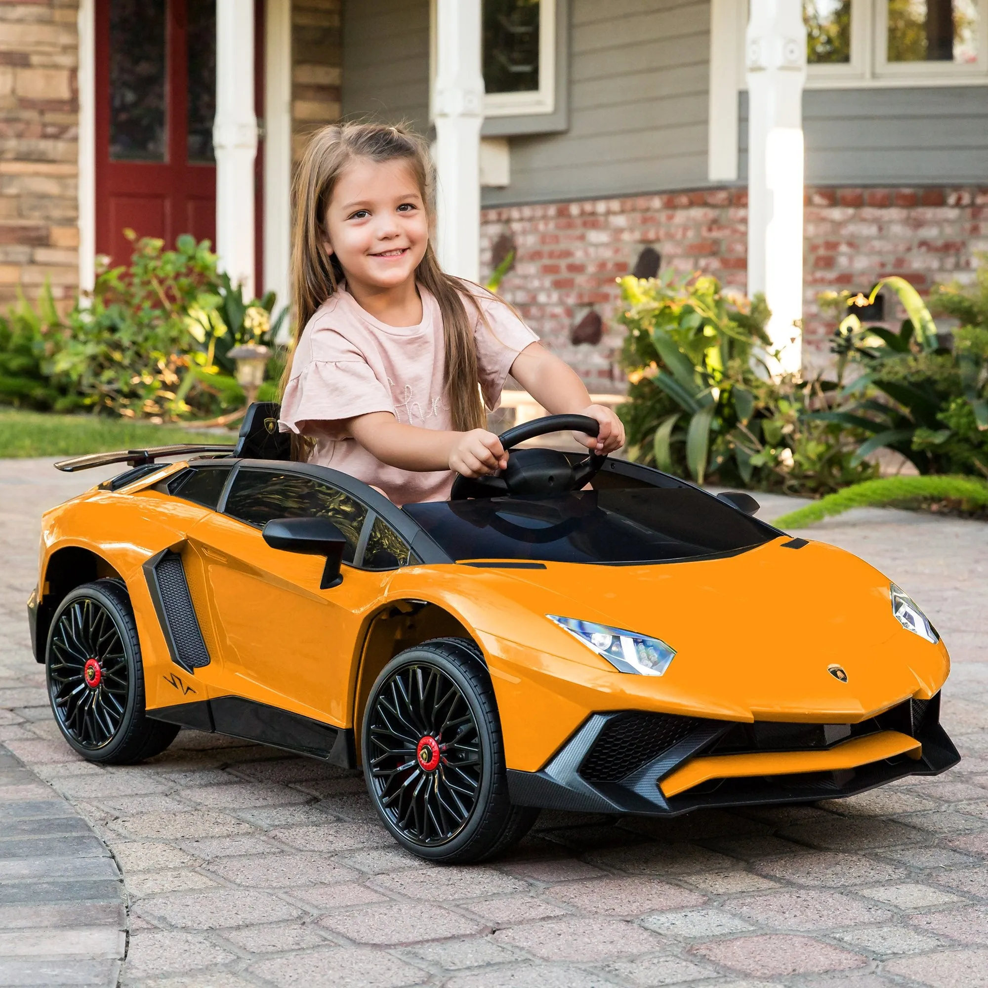 12V Kids Ride-On Lamborghini Aventador SV Sports Car Toy w/ Parent Control