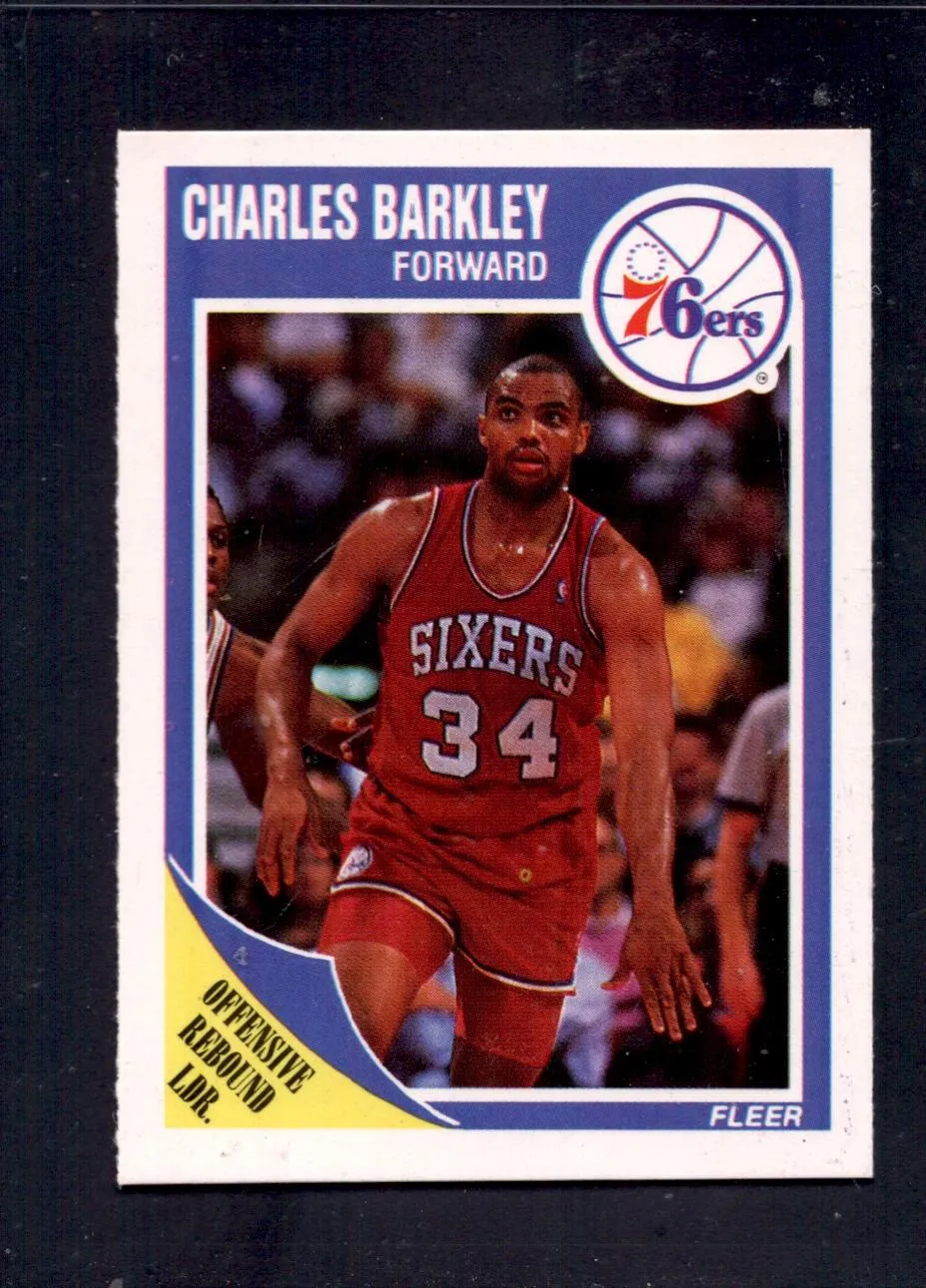 1989-90 Fleer #113 Charles Barkley Philadelphia 76ers Offensive Rebound Leader Basketball Cards