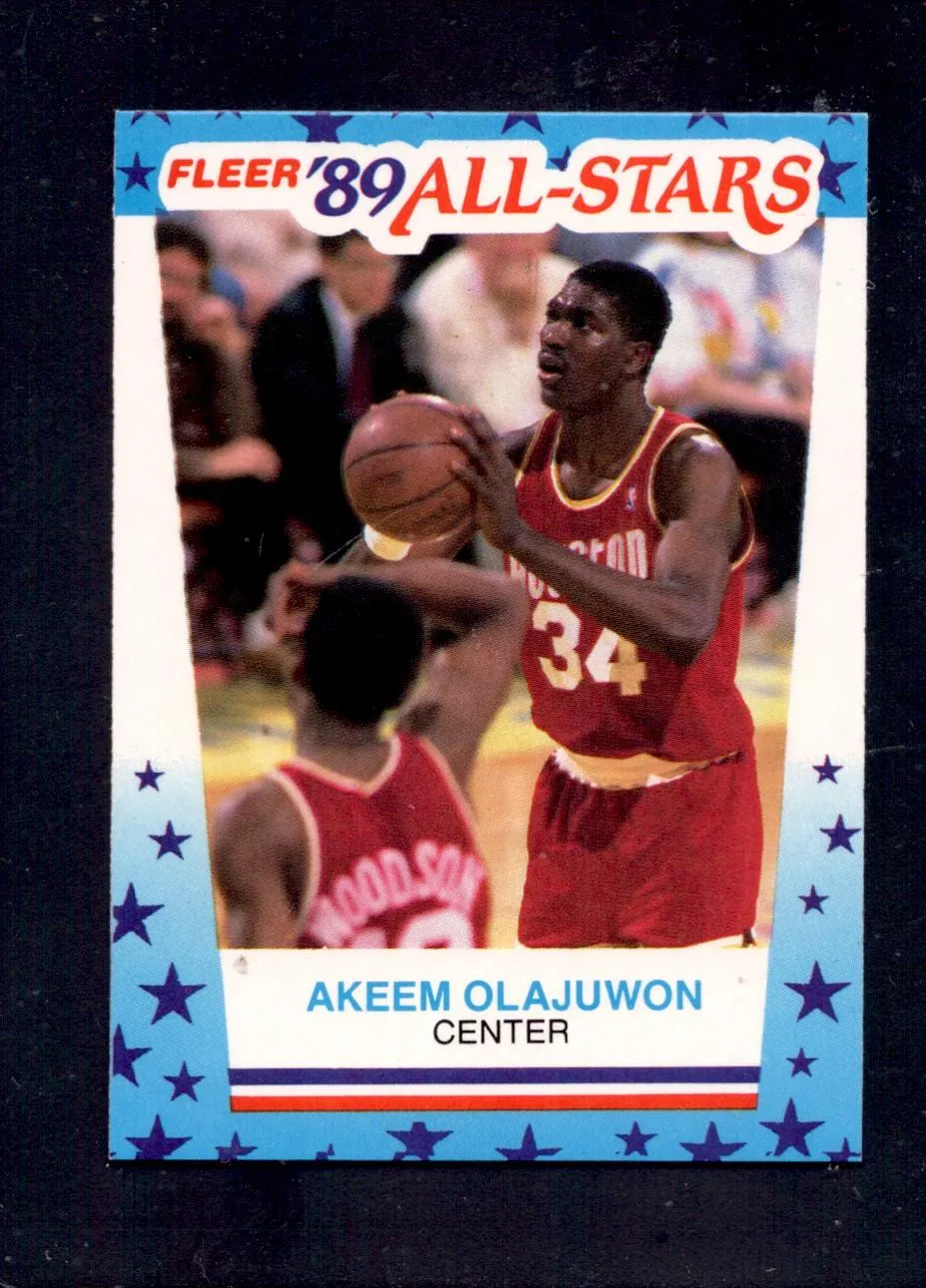 1989-90 Fleer #2 Akeem Olajuwon Houston Rockets Sticker Basketball Cards