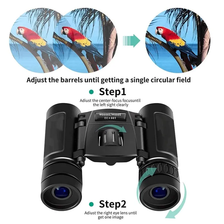 3000 x 22 With Phone Clip HD Powerful Folding Binoculars for Hunting Outdoor Camping