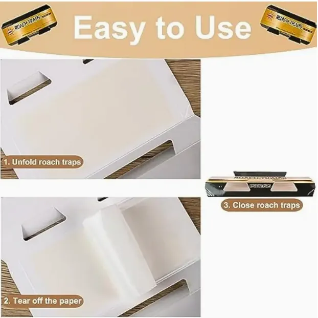 5 Packs Roach Trap – Long-Lasting Sticky Glue Traps for Cockroach and Bug Catching