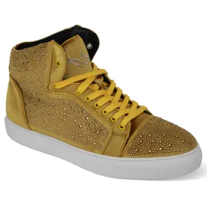 After Midnight Flash in Gold Jeweled High Top Sneakers