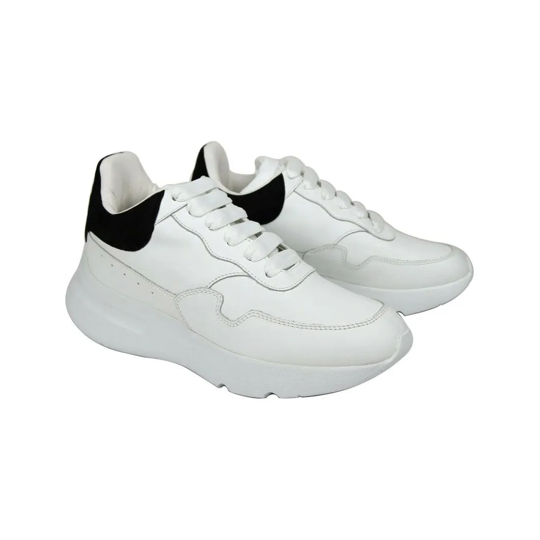 Alexander McQueen Women White Leather Suede Sneaker