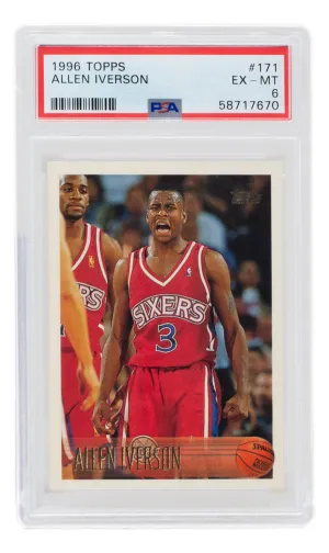 Allen Iverson 1996 Philadelphia 76ers Topps Card #171 PSA EX-MT 6