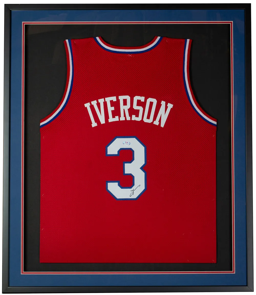 Allen Iverson Philadelphia Signed Framed Red Basketball Jersey PSA ITP