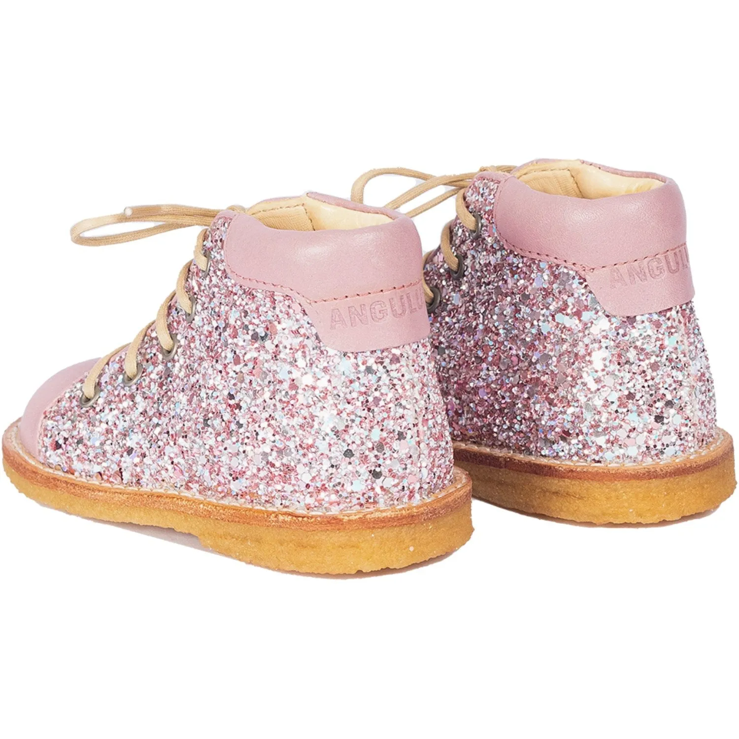 Angulus Mauve/Mauve Glitter Classic Beginner Lace Up With Sparkling Glitter