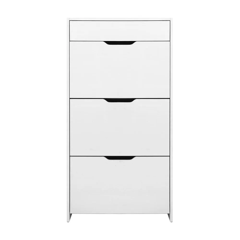 Artiss Shoe Cabinet 3 Tier Shoes Storage Drawer High Gloss White Rack Shelf