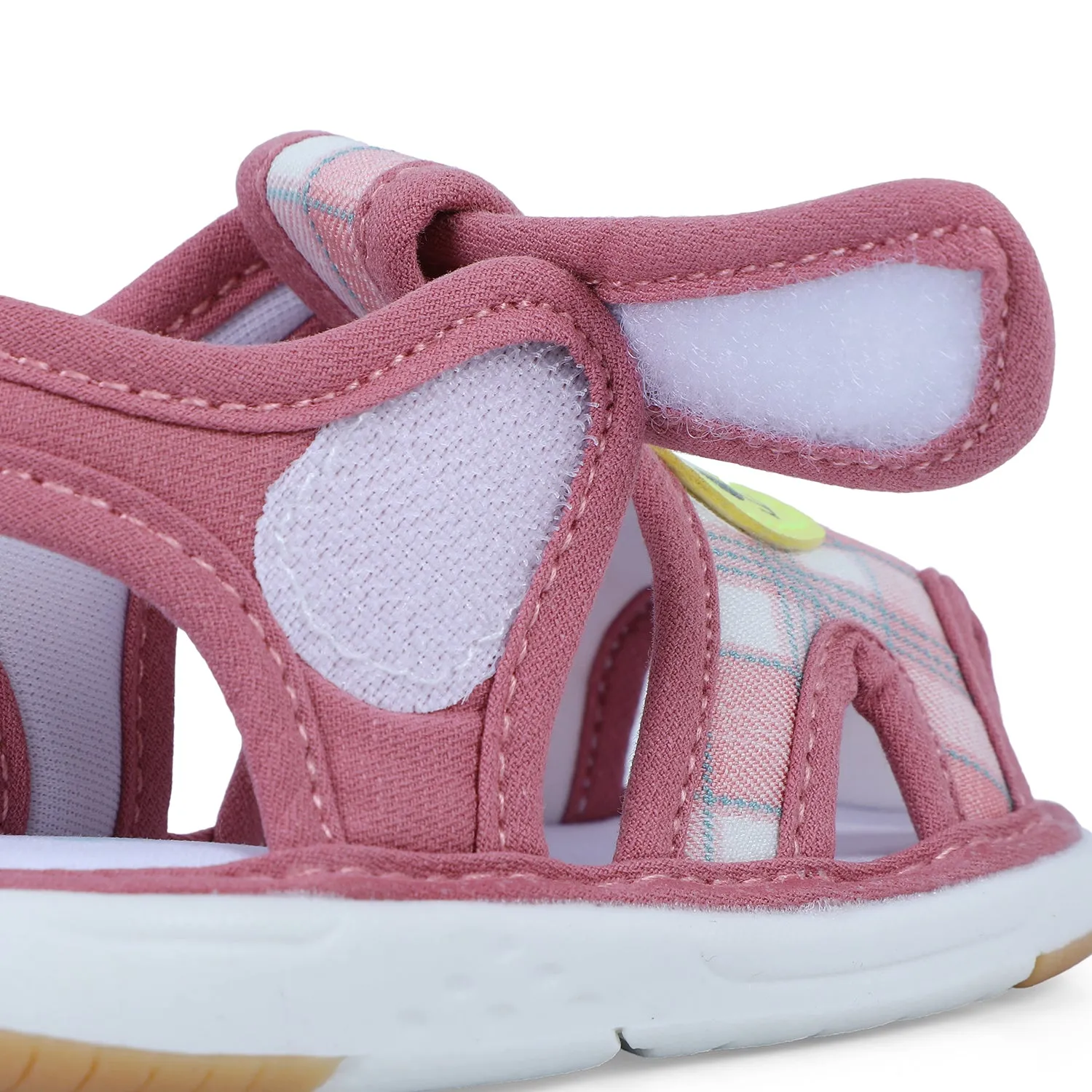 Baby Moo Cute Puppy Checked Chu-Chu Sound Breathable Anti-Skid Sandals - Pink