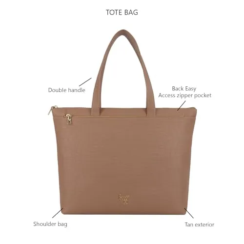 Baggit Women Beige Tote Handbag Large Size | Ladies Stylish Casual Purse Bag