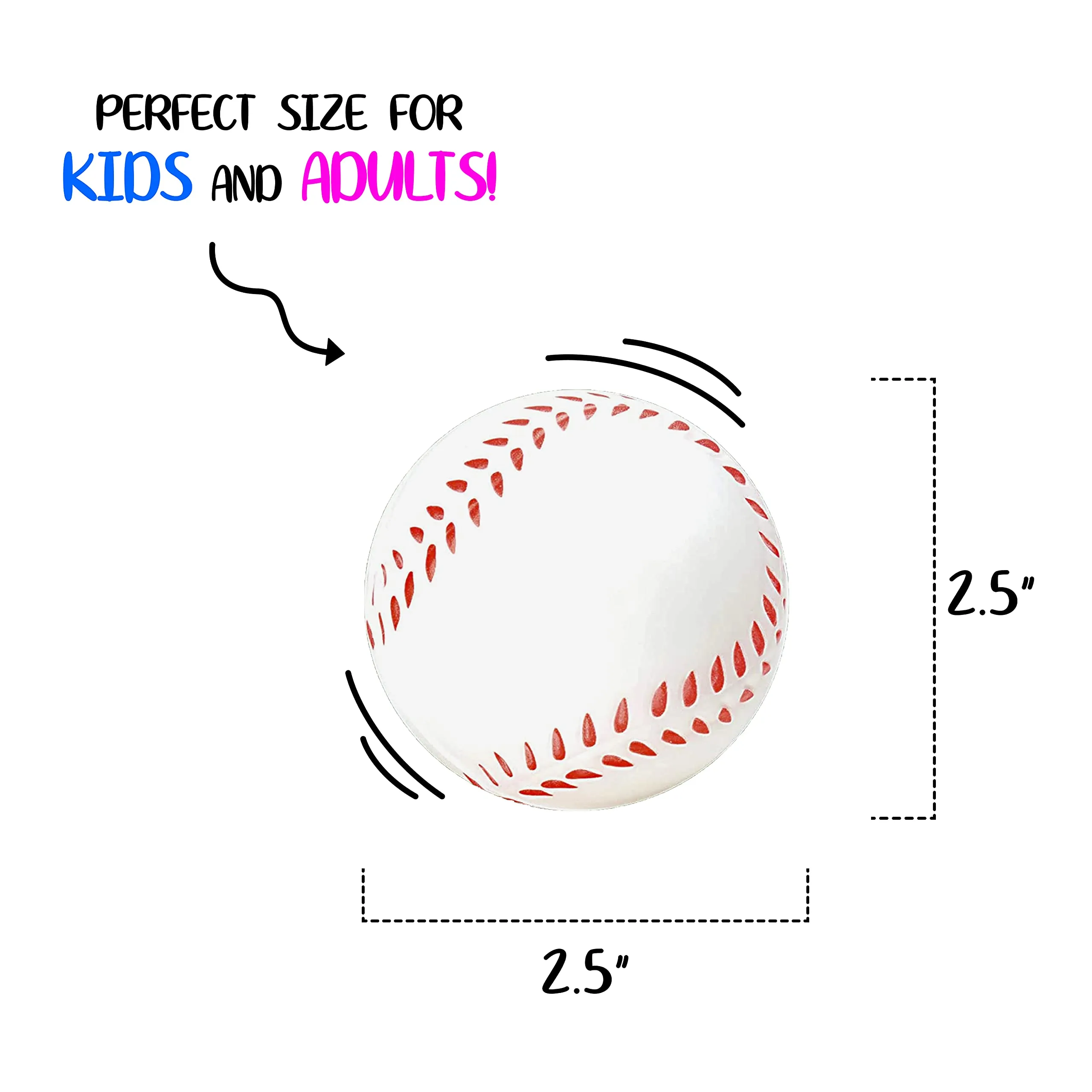 Baseball Sports Themed 2.5-Inch Foam Squeeze Balls For Stress Relief, Baseball Sport