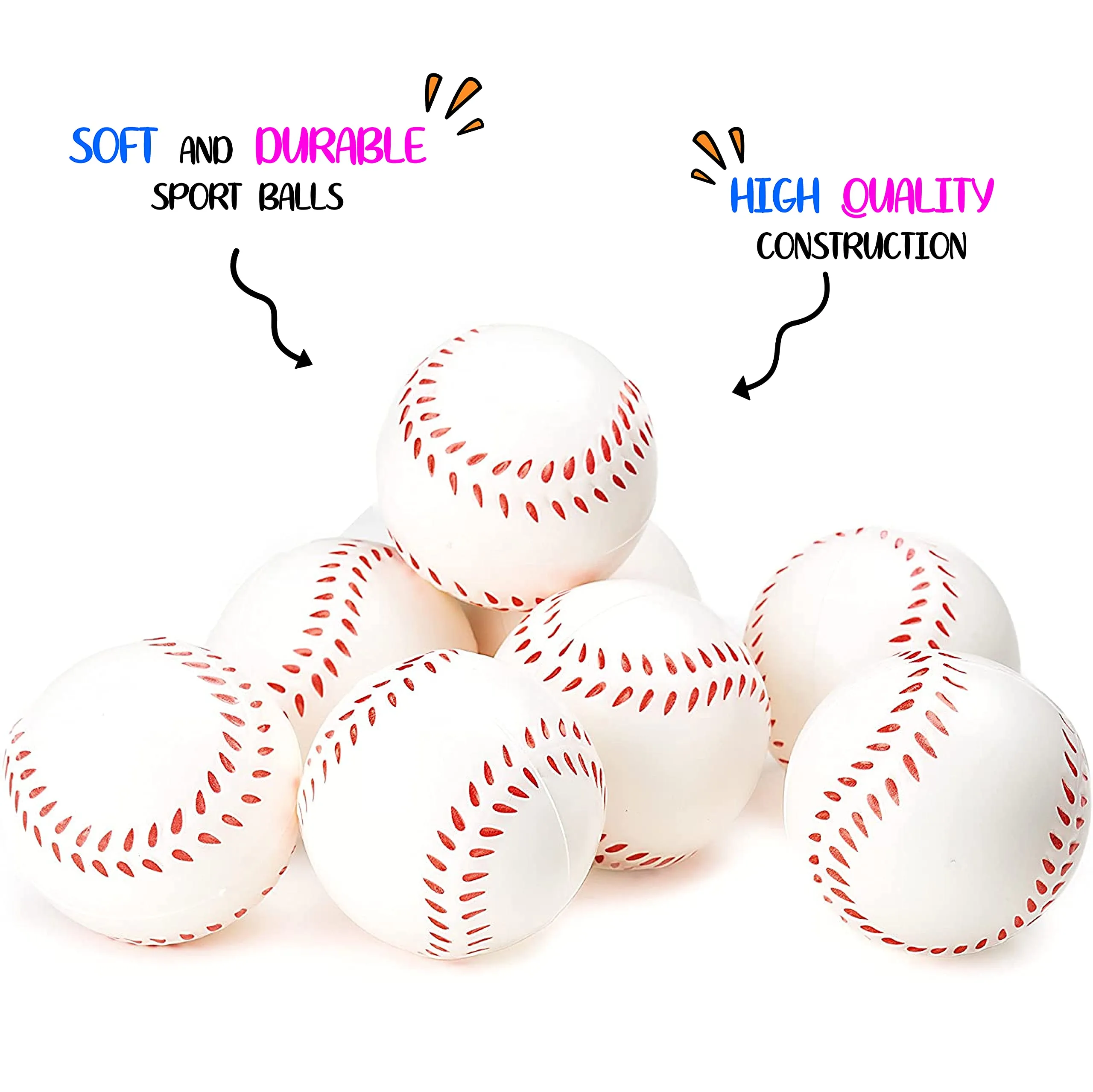 Baseball Sports Themed 2.5-Inch Foam Squeeze Balls For Stress Relief, Baseball Sport