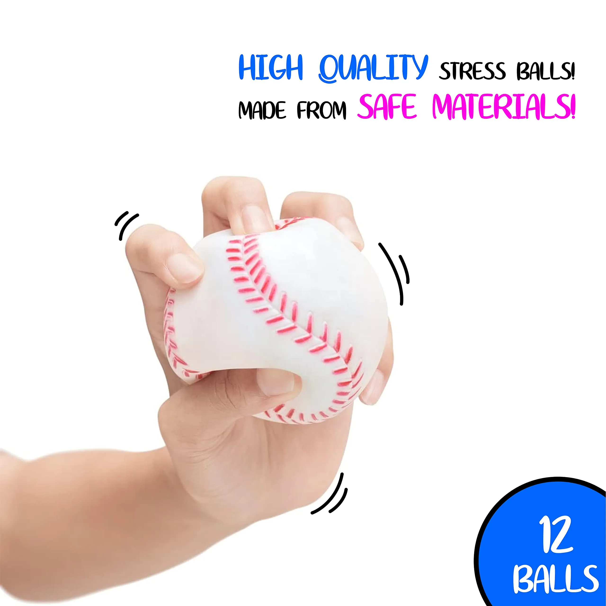 Baseball Sports Themed 2.5-Inch Foam Squeeze Balls For Stress Relief, Baseball Sport