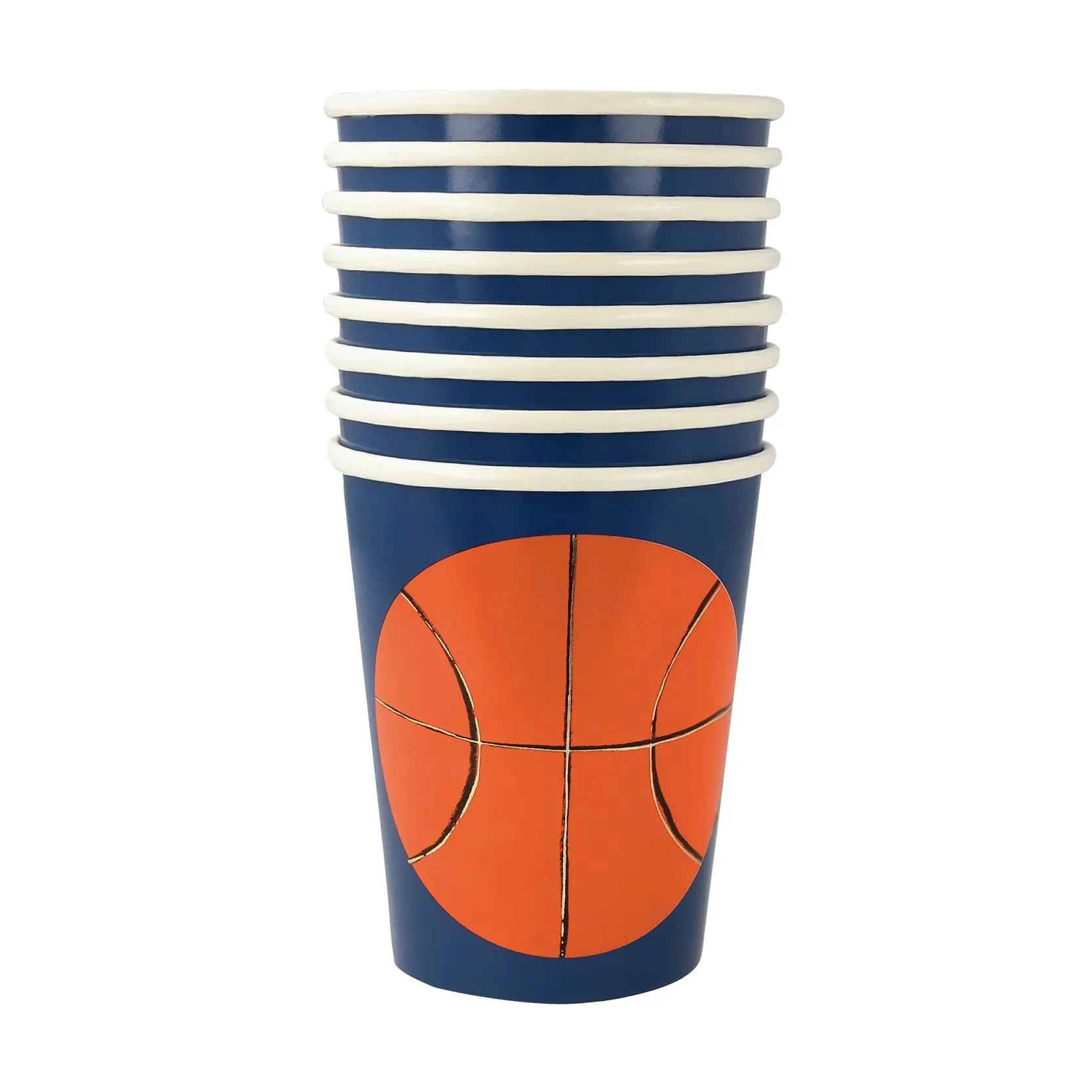 Basketball Cups, Set of 8 Basketball Cups by Meri Meri, Holds 9 Ounces