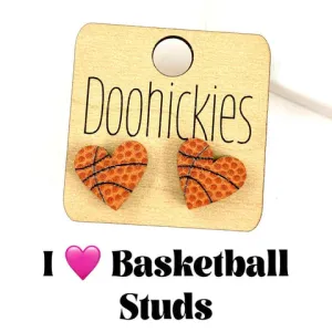 Basketball Heart Stud Earrings