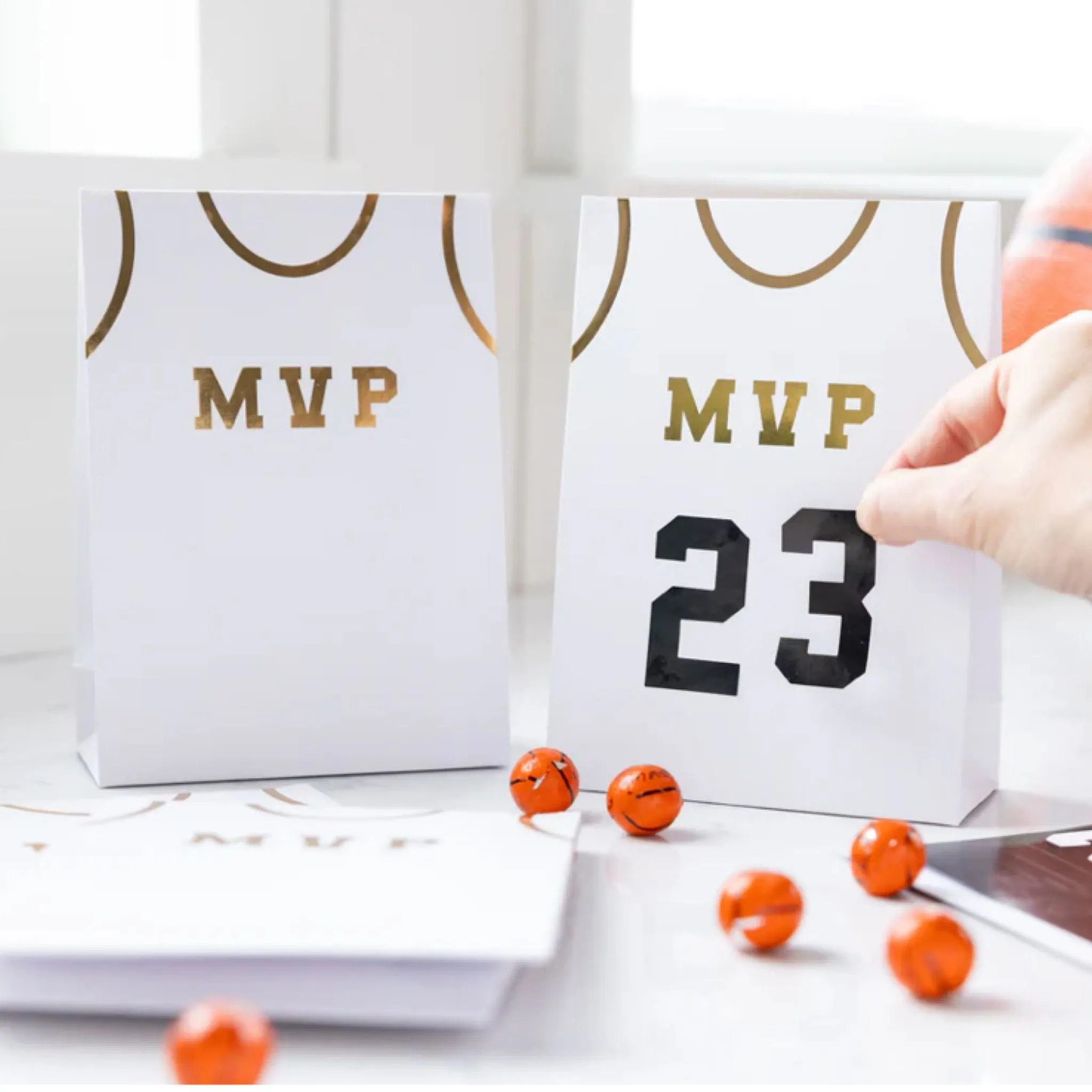 Basketball MVP Paper Party Treat Bags | Package 8