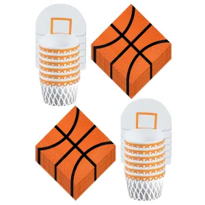 Basketball Party Supplies - Paper Snack Cups and Beverage Napkins For Party Favors and Treats (Serves 12)