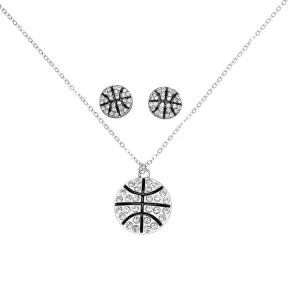 Basketball Rhinestone Earrings & Necklace Set