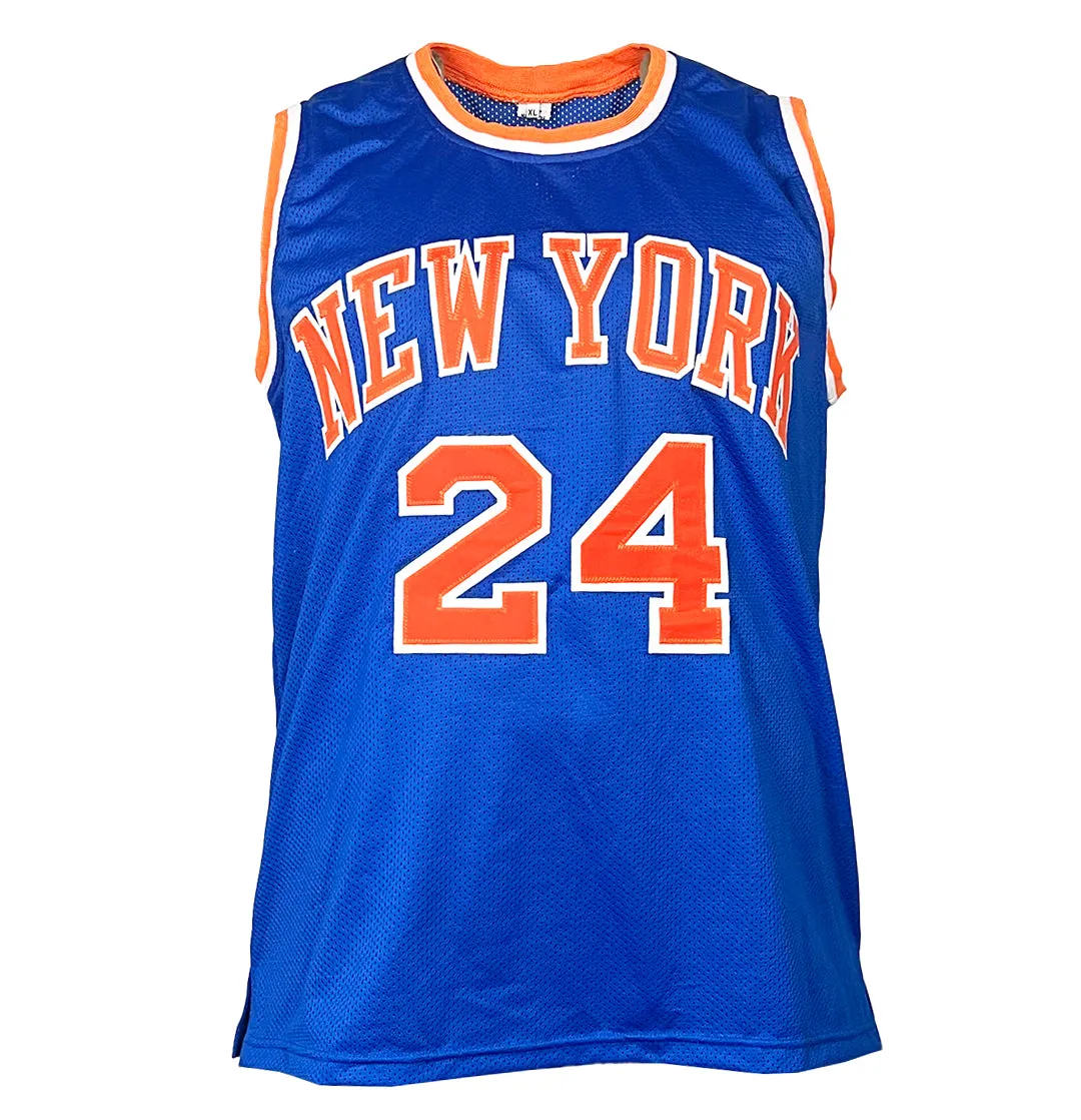 Bill Bradley Signed New York Blue Basketball Jersey (JSA)