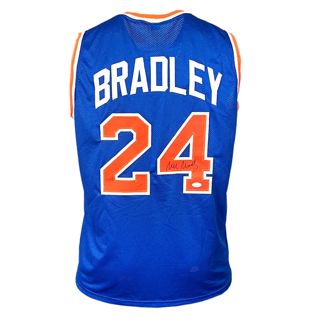 Bill Bradley Signed New York Blue Basketball Jersey (JSA)