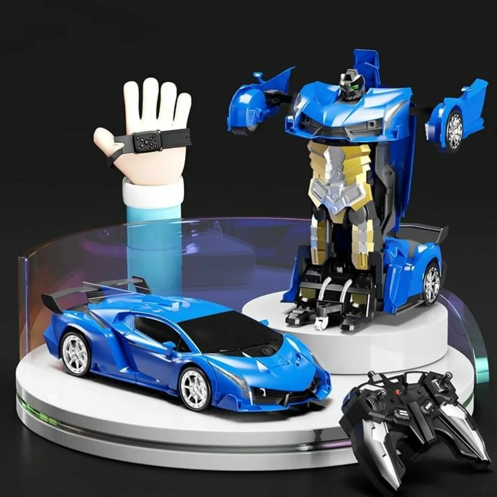 Blue Transforming Car Robot with RC & Sounds, Gominimo