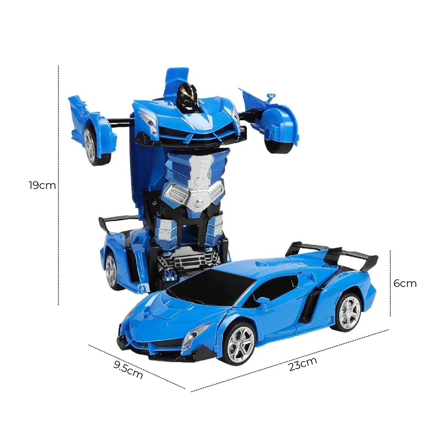 Blue Transforming Car Robot with RC & Sounds, Gominimo