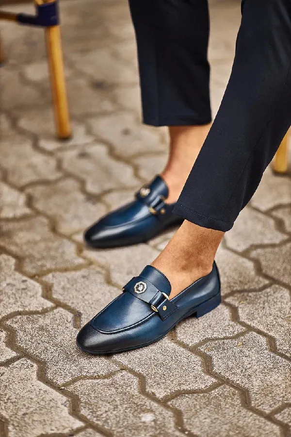 Bojoni Bravo Navy Blue Penny Loafers