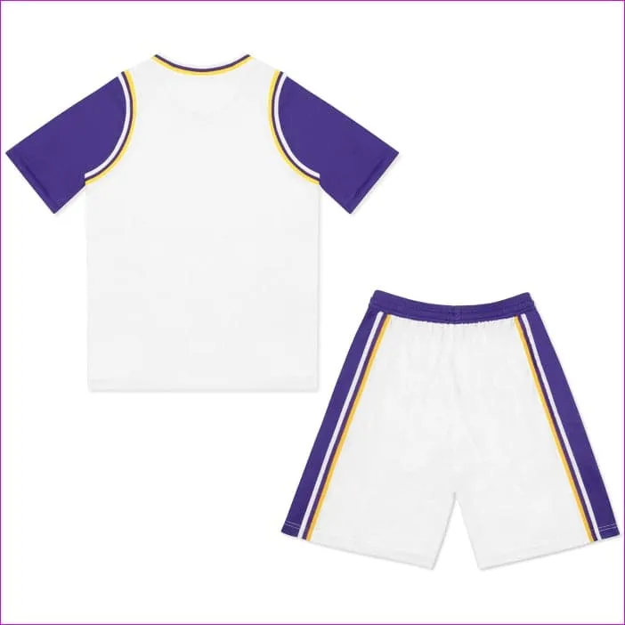 Bread Winner Men's Striped 2 In 1 T-Shirt & Shorts Basketball Jersey Set