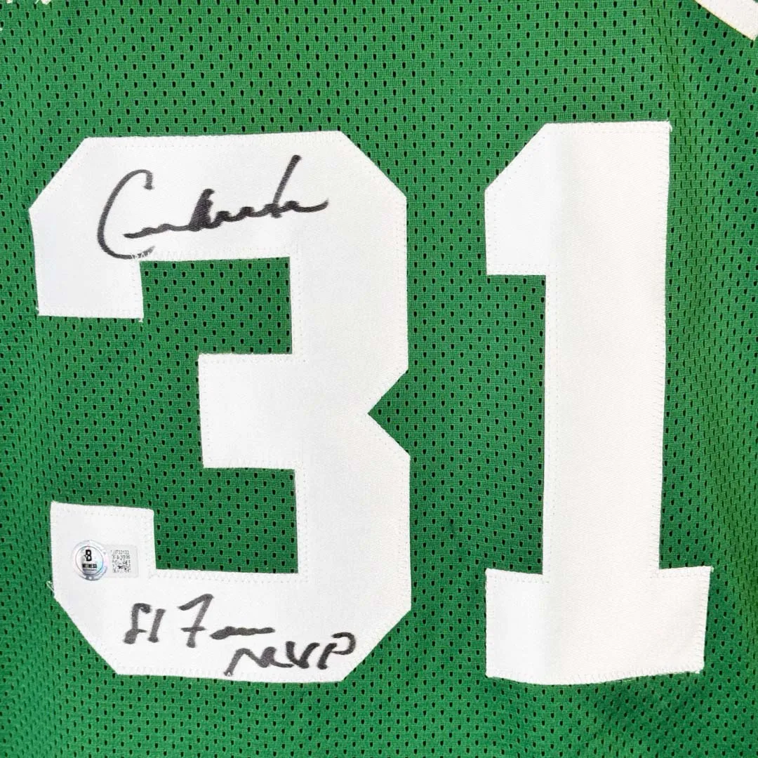 Cedric Maxwell Signed 81 Finals MVP Inscription Boston Green Basketball Jersey (Beckett)