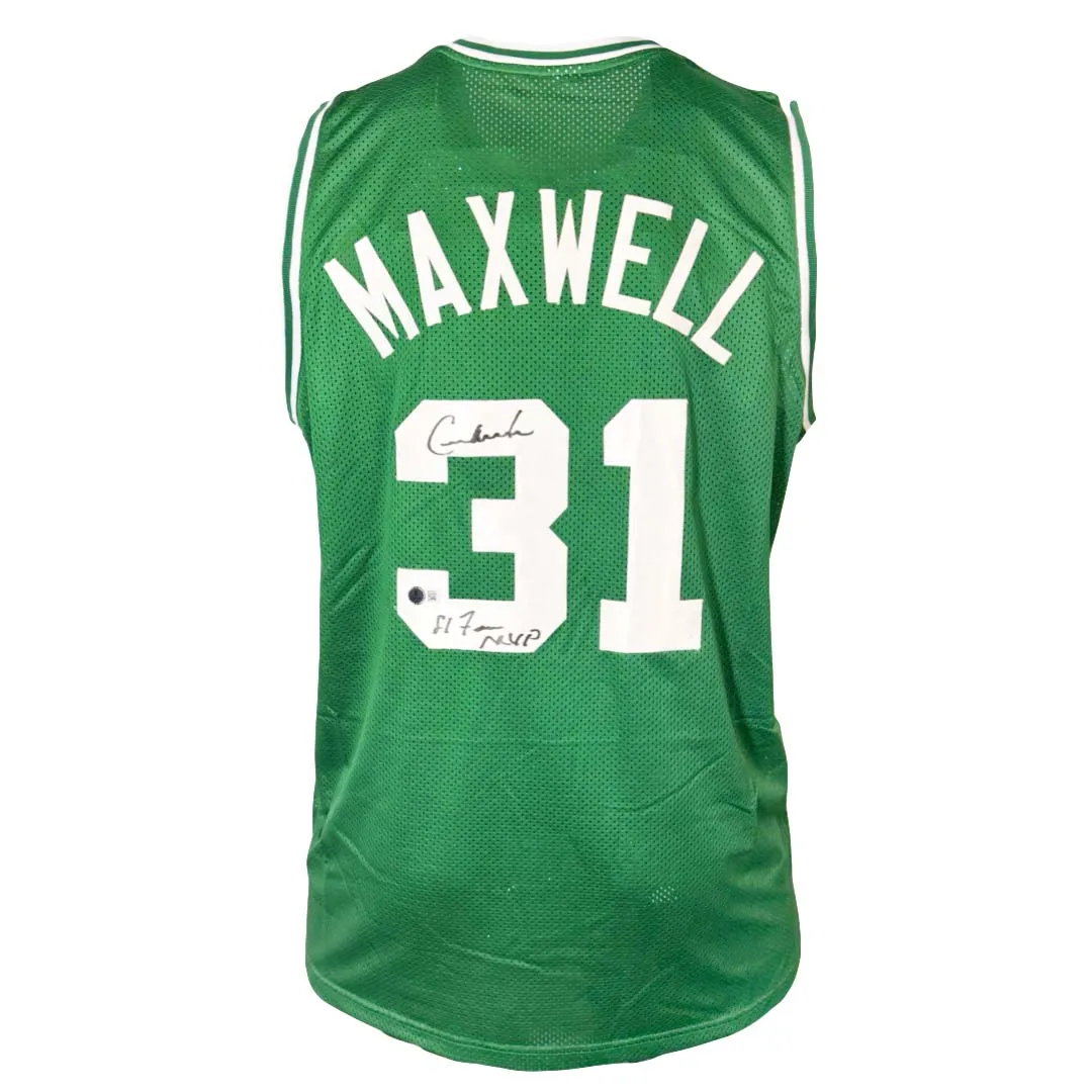 Cedric Maxwell Signed 81 Finals MVP Inscription Boston Green Basketball Jersey (Beckett)