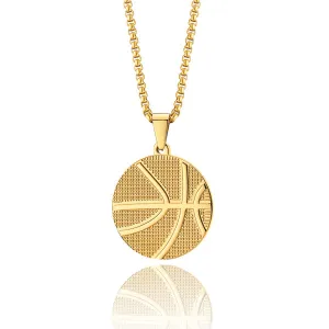 Classy Men Gold Basketball Pendant Necklace