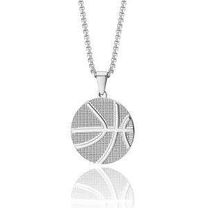 Classy Men Silver Basketball Pendant Necklace