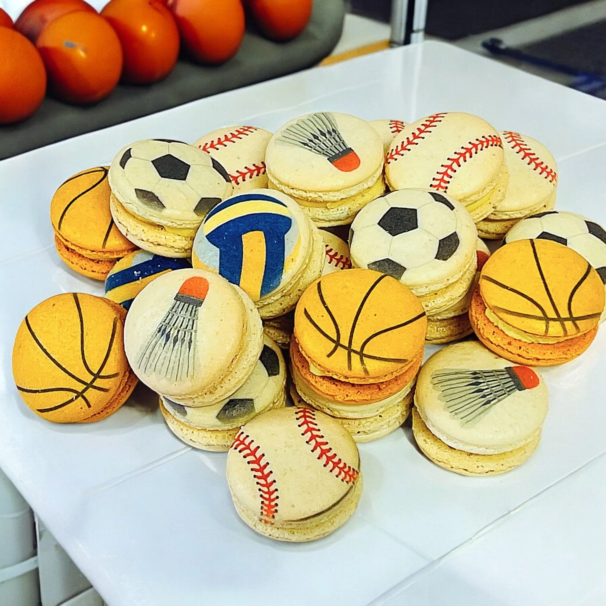 Customizable Basketball-Themed French Macarons – Pick Your Favorite Flavors!