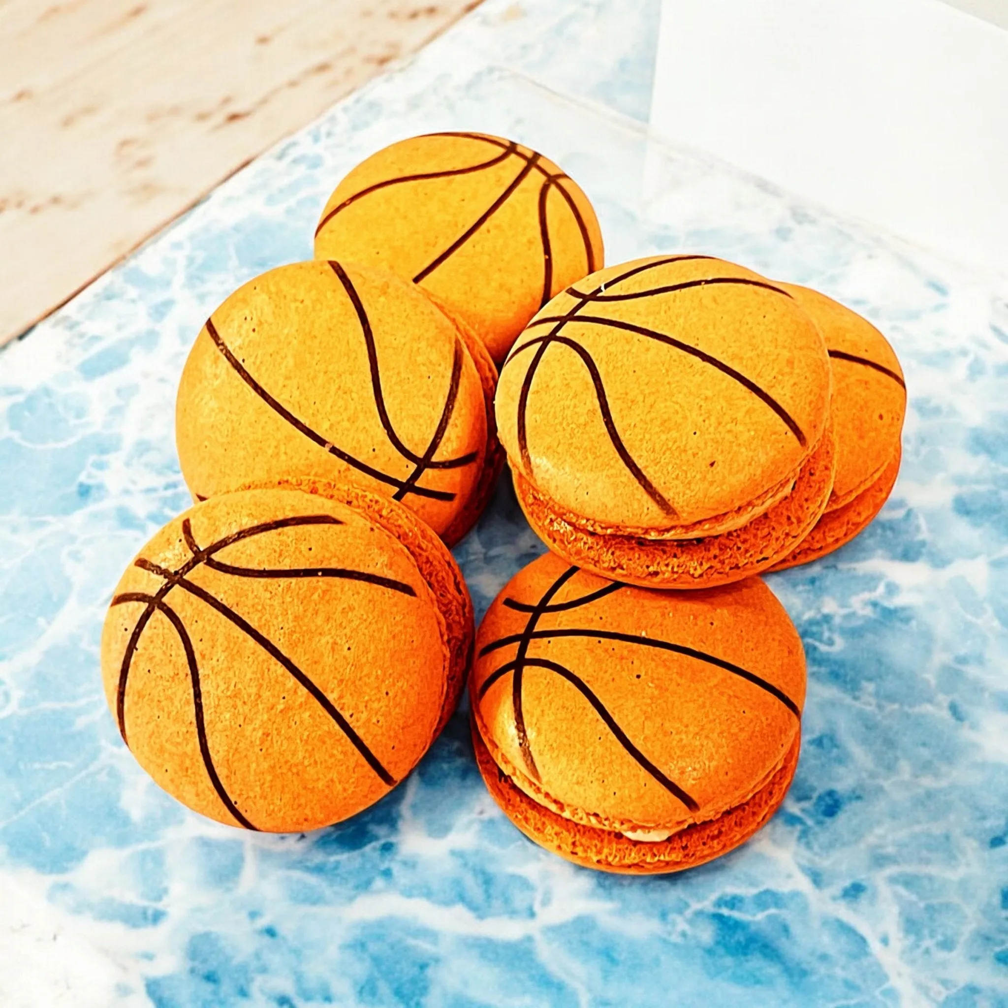 Customizable Basketball-Themed French Macarons – Pick Your Favorite Flavors!