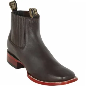 Dark Brown Square Toe Ankle Boots