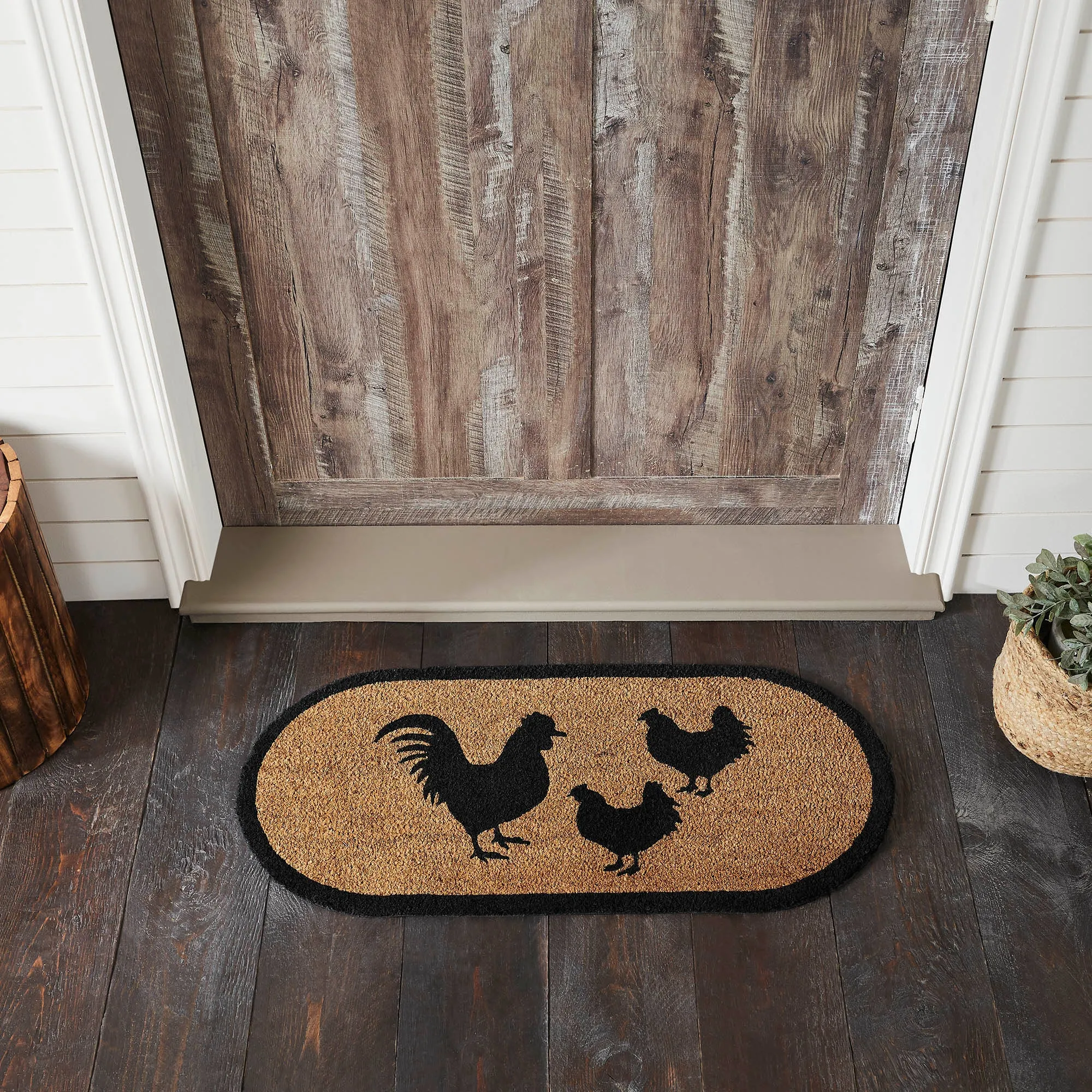 Down Home Rooster & Hens Coir Rug Oval 17x36  **BACKORDERED UNTIL JANUARY 2025**