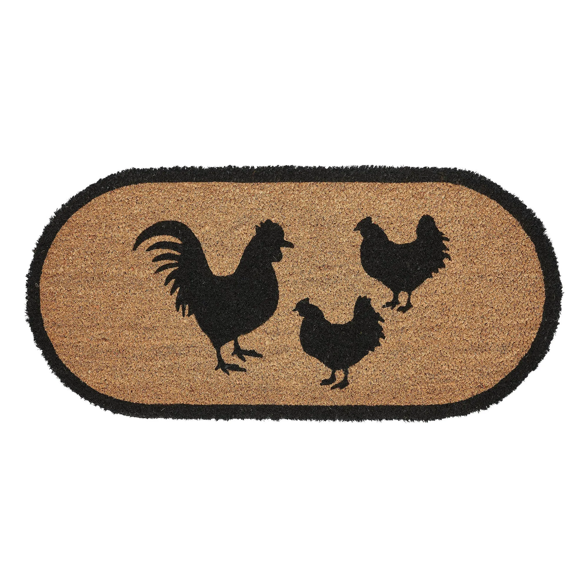 Down Home Rooster & Hens Coir Rug Oval 17x36  **BACKORDERED UNTIL JANUARY 2025**