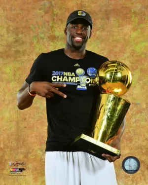 Draymond Green with the 2017 NBA Championship Trophy Game 5 of the 2017 NBA Finals