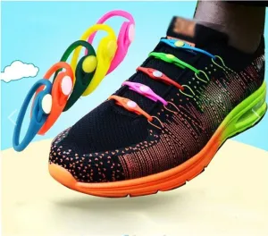 Elastic Silicone Shoelaces 12pcs Lazy No Tie Athletic Running Sport Shoelaces Children and Adult Shoe Strings For NMD sneakers