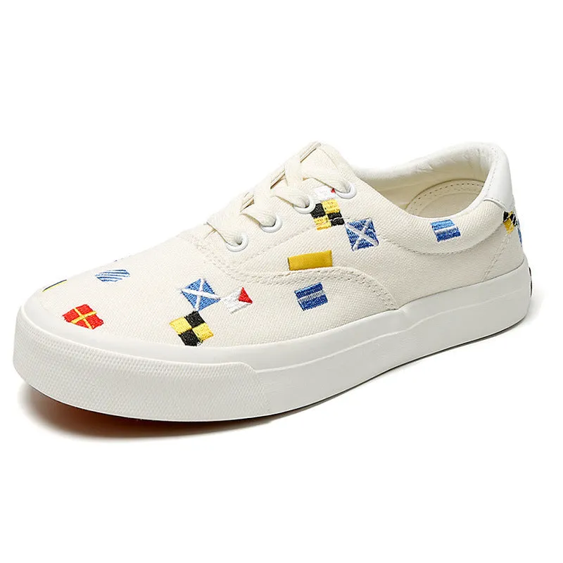 Elegant Attractive Embroidered Couple Design Board Canvas Shoes