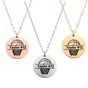 Engraved Basketball Necklace