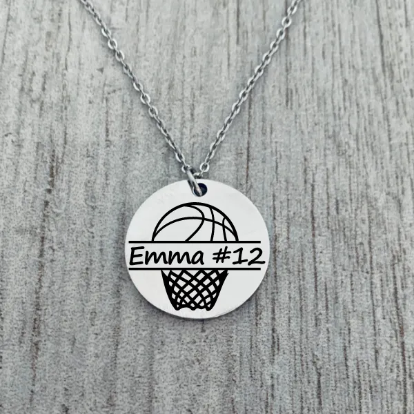 Engraved Basketball Necklace