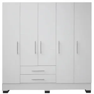 Freestanding 5 Door Clothing Cupboard With Drawers