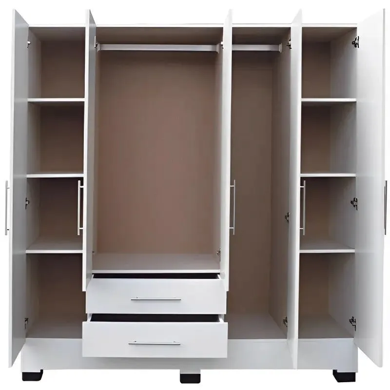 Freestanding 5 Door Clothing Cupboard With Drawers