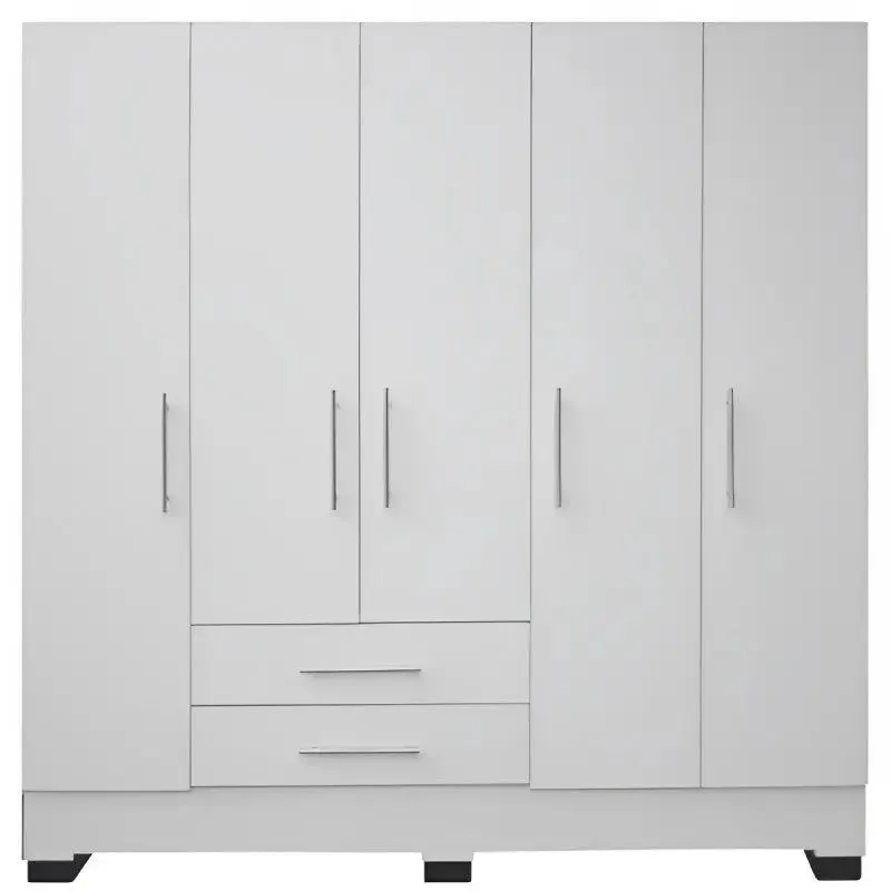 Freestanding 5 Door Clothing Cupboard With Drawers