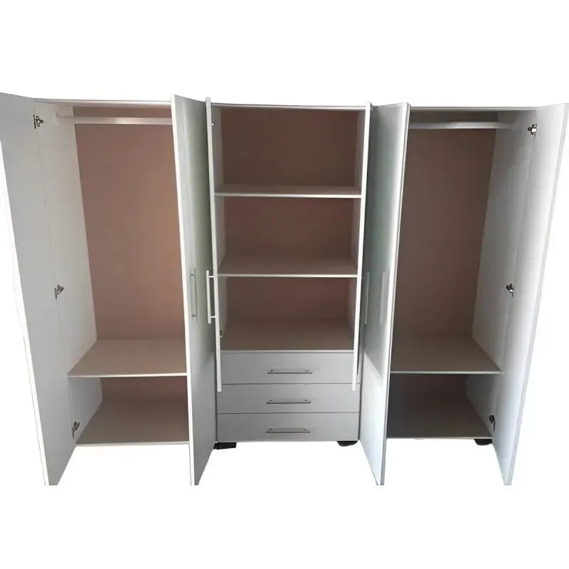 Freestanding 6 Door Wardrobe With Mirror and Drawers