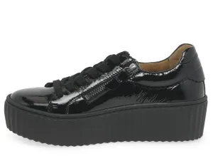 Gabor Dolly 23.200 Ladies Platform Trainers Black Patent