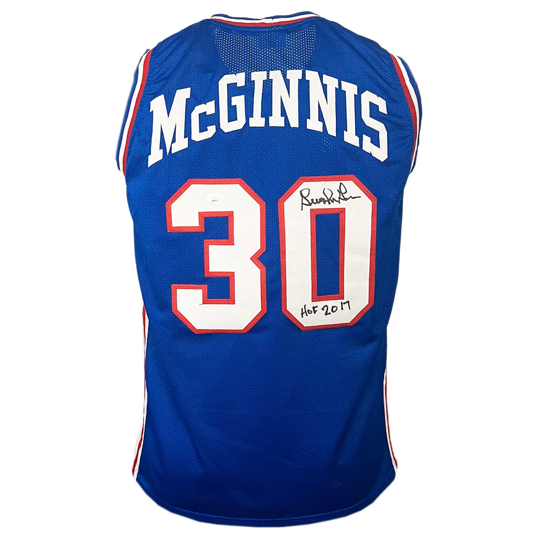 George McGinnis Signed HOF 2017 Inscription Philadelphia Blue Basketball Jersey (JSA)