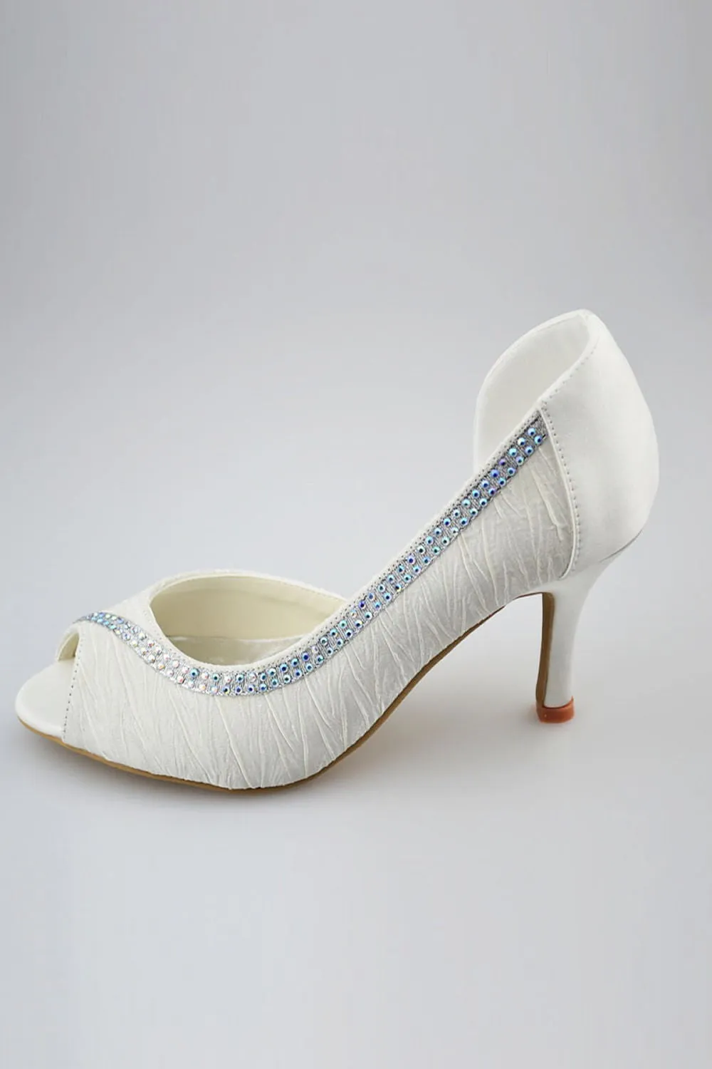 Ivory Beading Handmade Peep Toe Women Shoes For Wedding S54